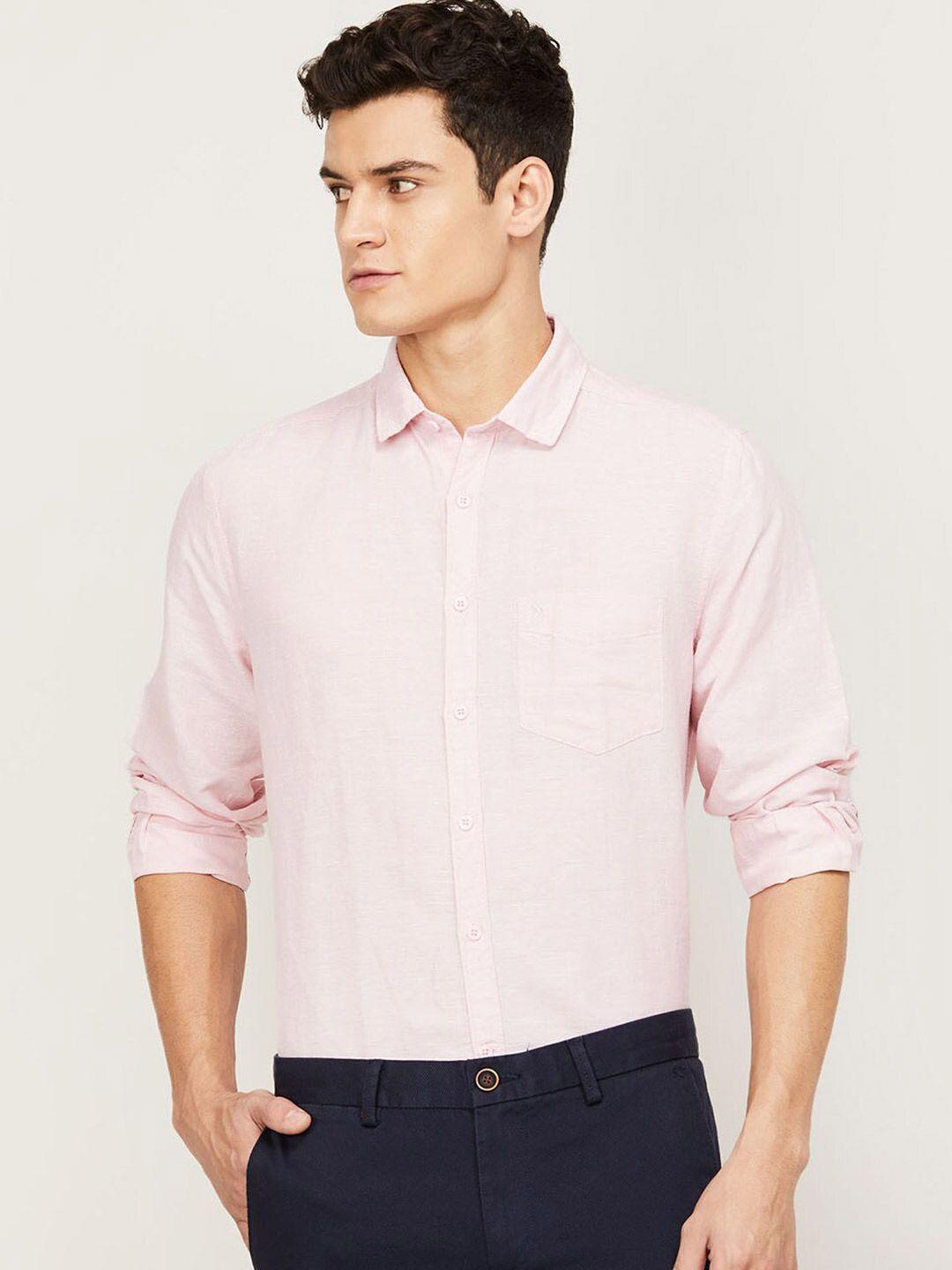 code by lifestyle men pink solid casual shirt