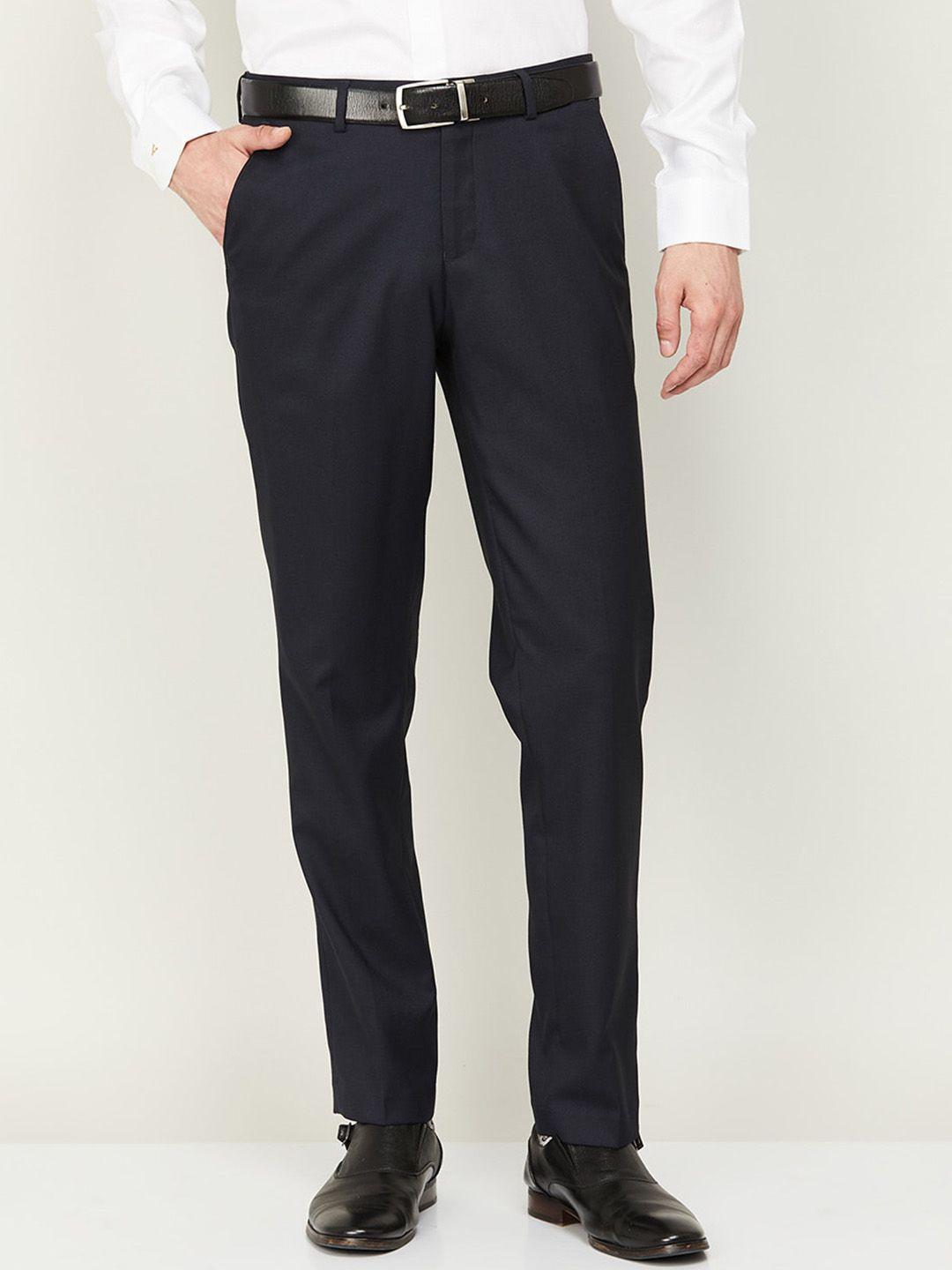 code by lifestyle men regular fit mid-rise formal trousers