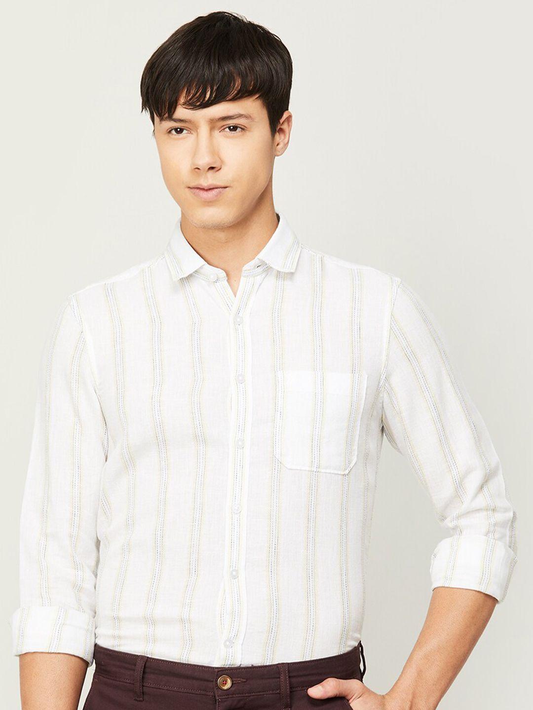 code by lifestyle men striped casual cotton shirt