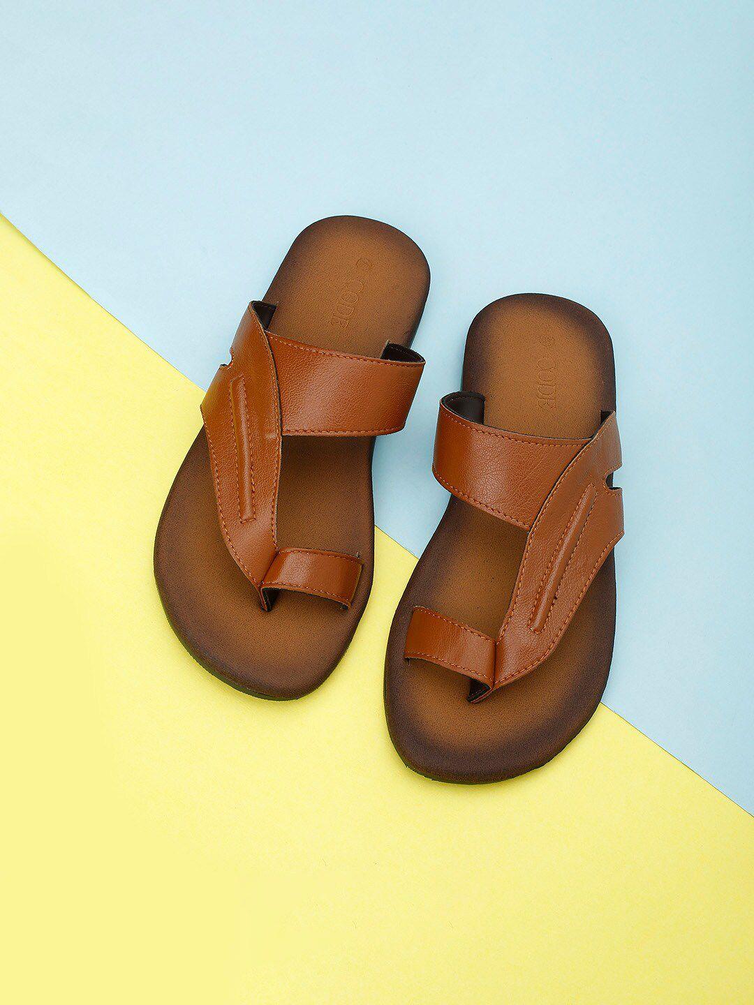 code by lifestyle men tan & black comfort sandals