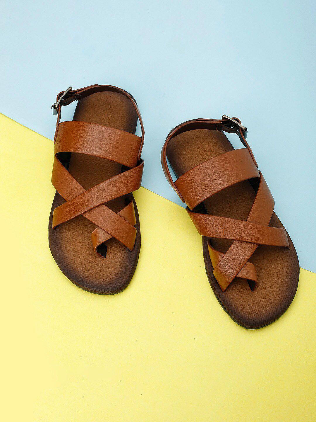 code by lifestyle men tan & black comfort sandals