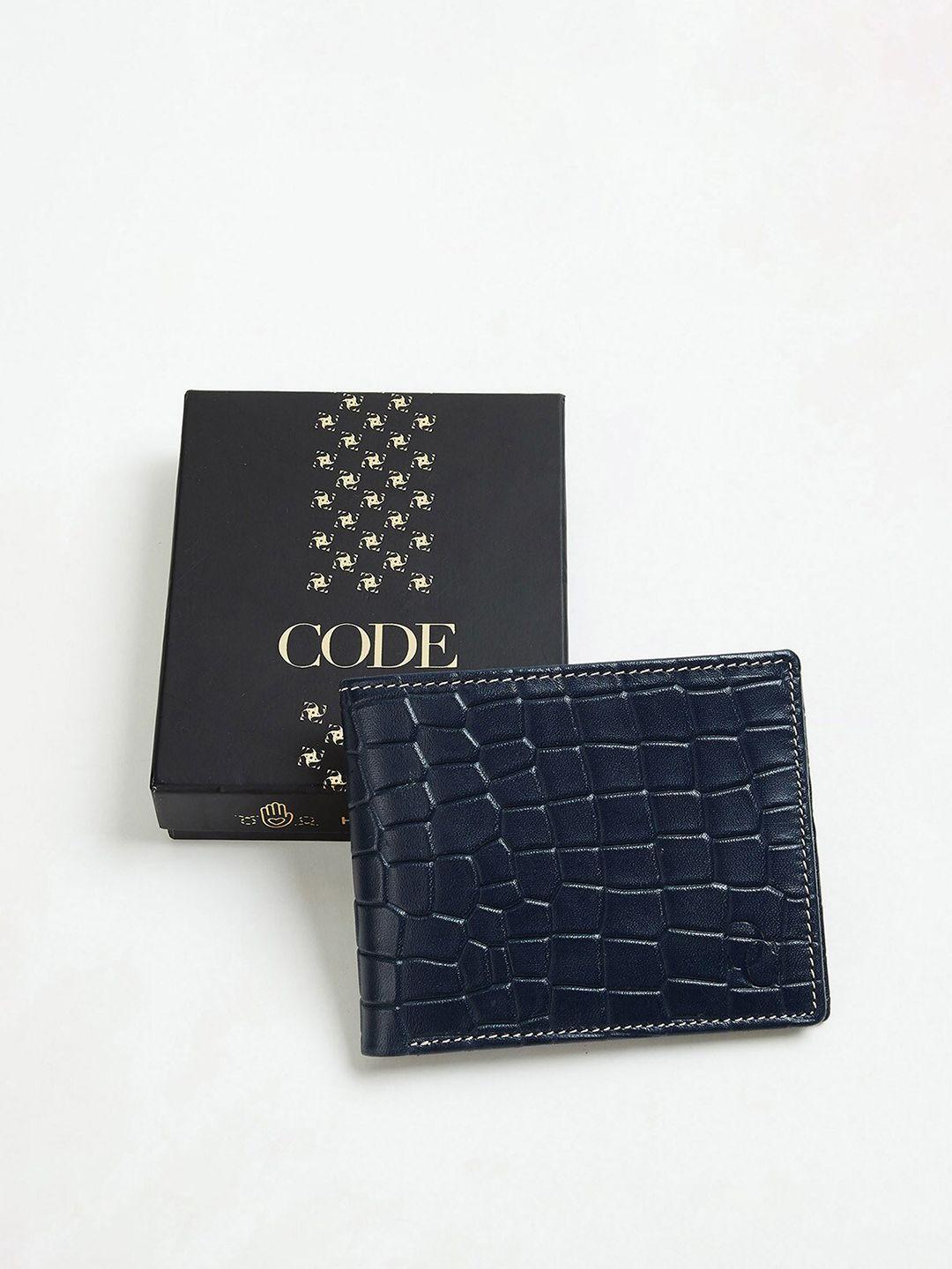 code by lifestyle men textured leather two fold wallet