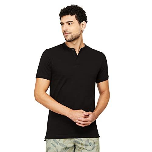 code by lifestyle mens regular fit black cotton t shirt-xxl