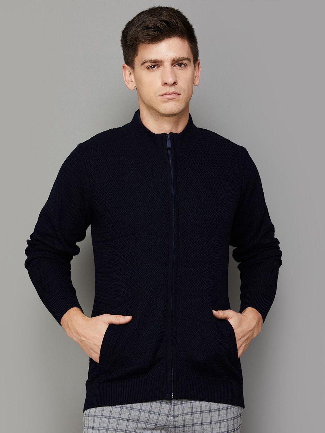 code by lifestyle mock collar acrylic cardigan sweater