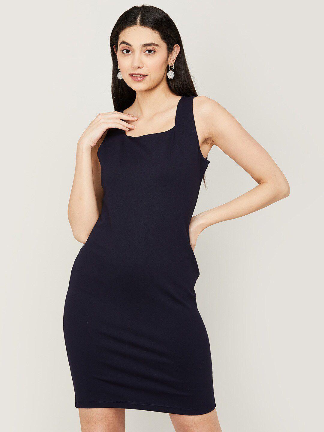 code by lifestyle navy blue bodycon dress