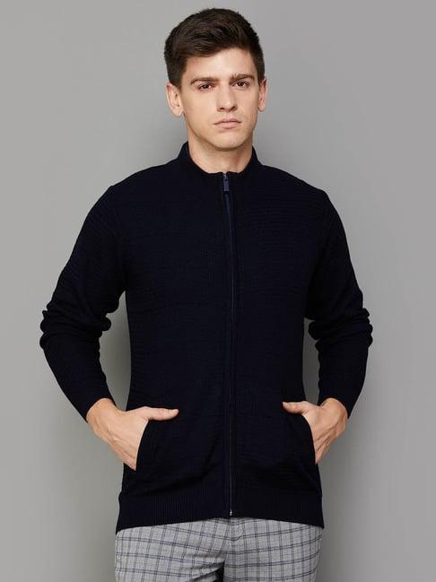 code by lifestyle navy regular fit sweater