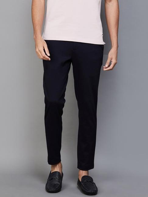 code by lifestyle navy regular fit trousers