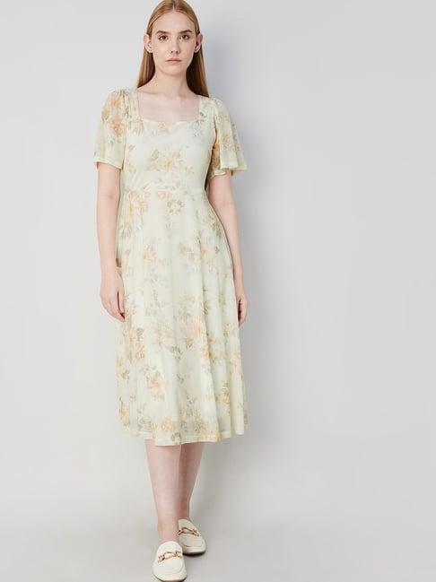 code by lifestyle off white floral print midi dress