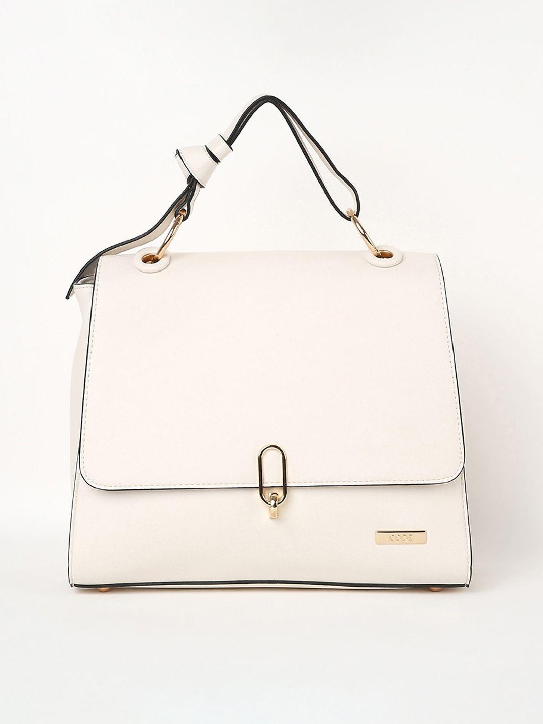 code by lifestyle off white textured oversized structured satchel