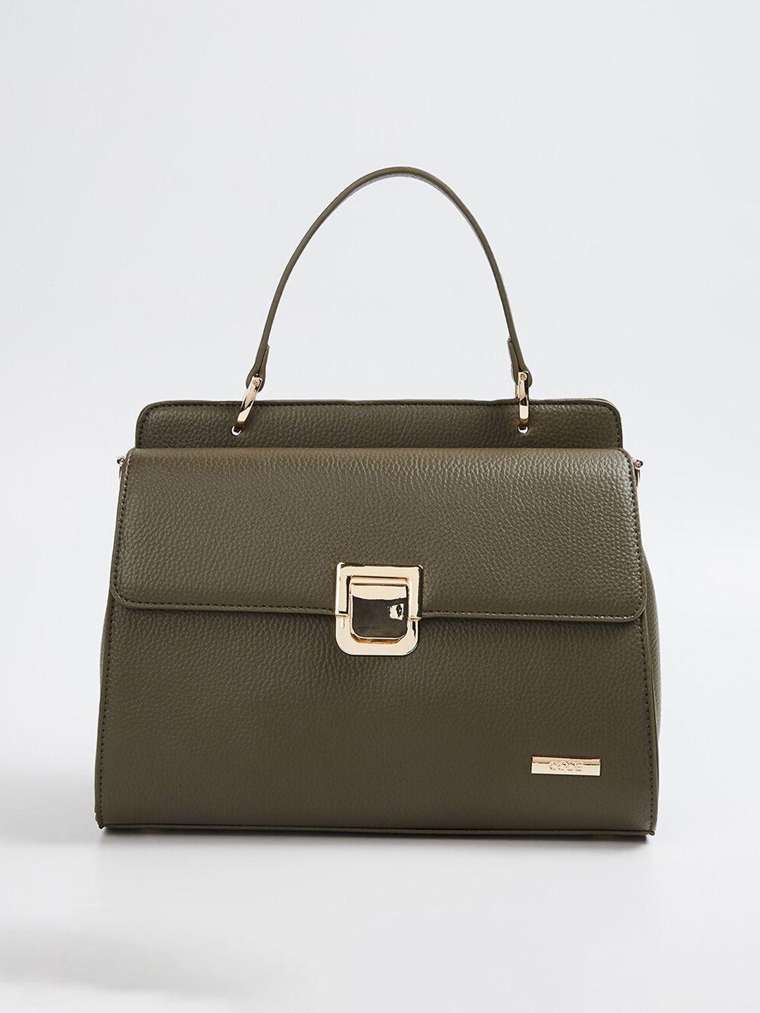 code by lifestyle olive green solid satchel bag