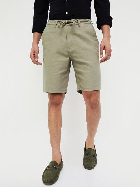 code by lifestyle olive regular fit shorts