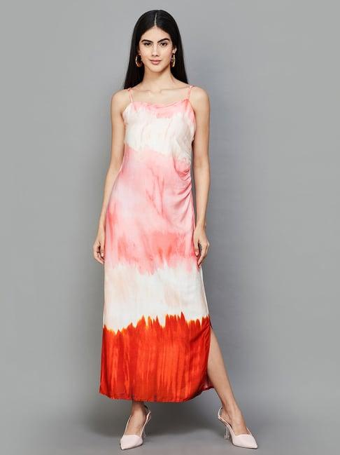 code by lifestyle orange printed maxi dress