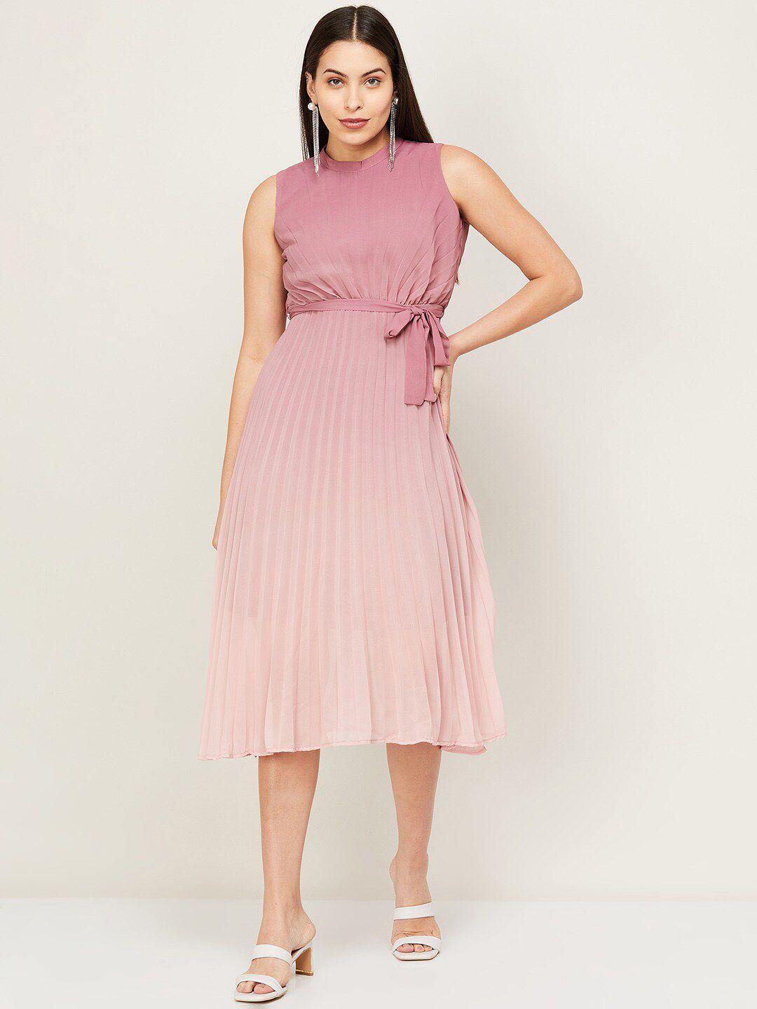 code by lifestyle pink cotton belted midi dress