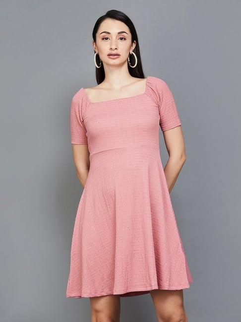 code by lifestyle pink embellished a-line dress