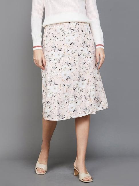 code by lifestyle pink floral print a-line skirt