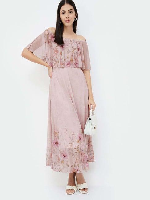 code by lifestyle pink printed maxi dress