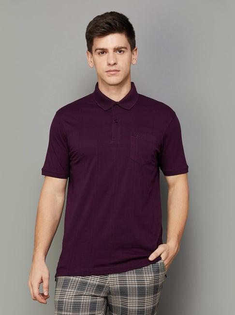 code by lifestyle plum cotton regular fit polo t-shirt