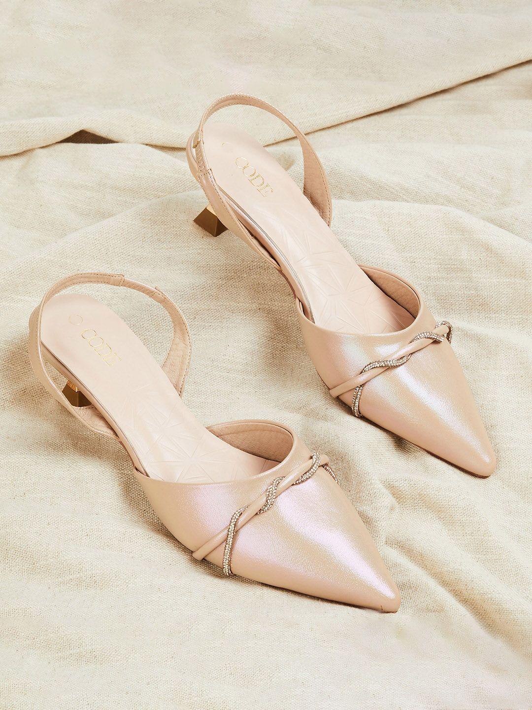 code by lifestyle pointed toe kitten pumps with backstrap