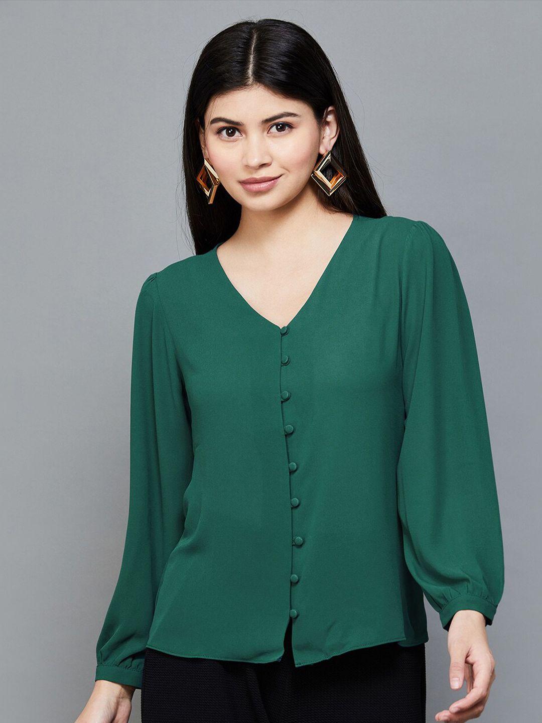 code by lifestyle puff sleeve v-neck styled back top