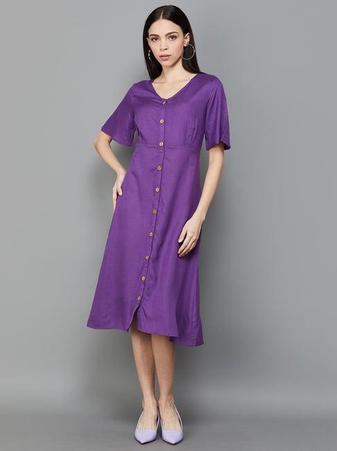 code by lifestyle purple a-line dress