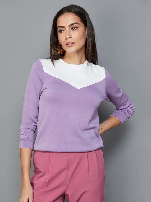 code by lifestyle purple regular fit sweatshirt