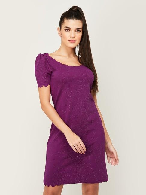 code by lifestyle purple shift dress