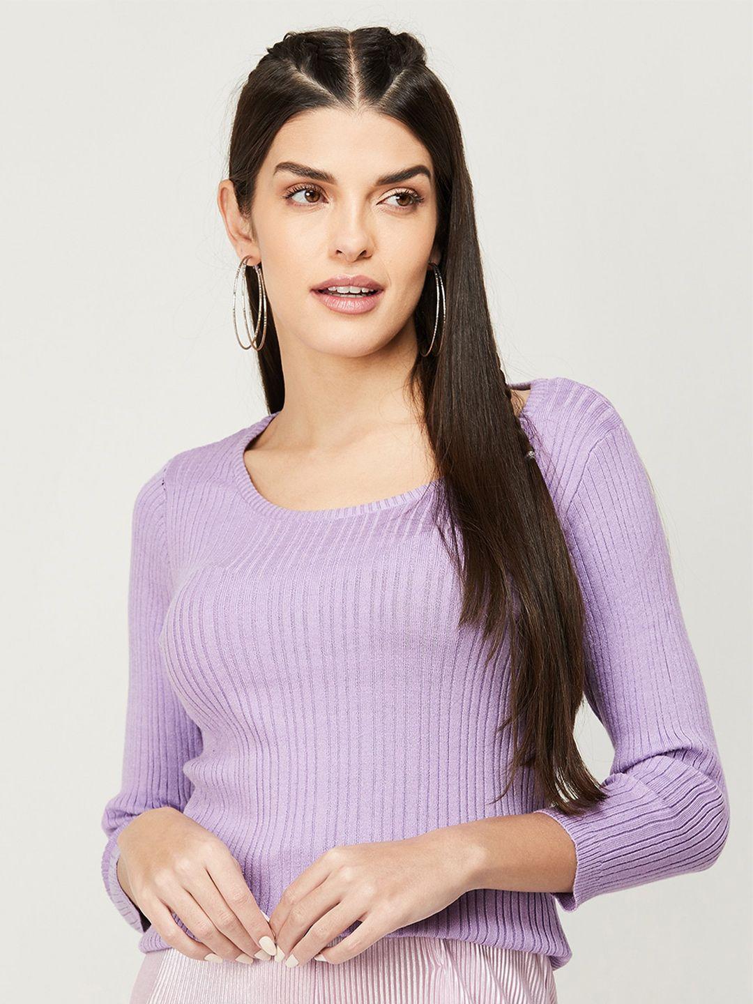 code by lifestyle purple striped long sleeves top