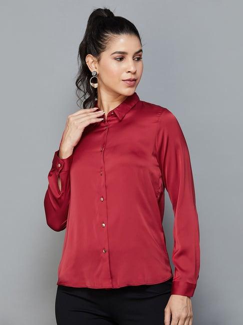 code by lifestyle red regular fit shirt