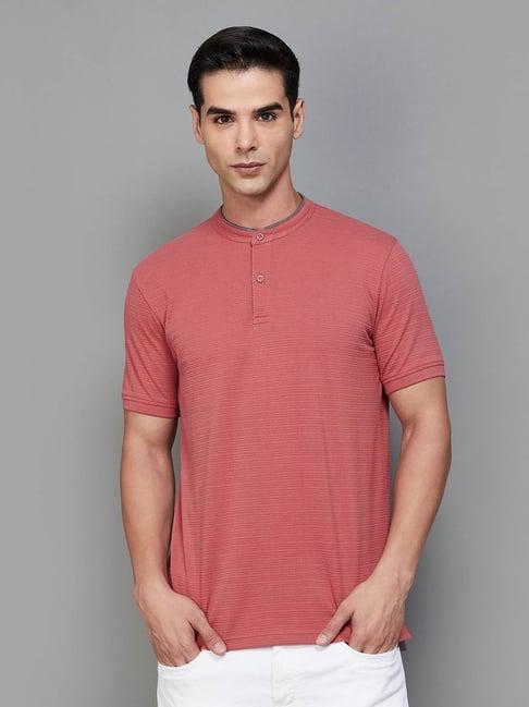code by lifestyle red regular fit t-shirt
