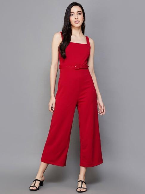 code by lifestyle red sleeveless jumpsuit