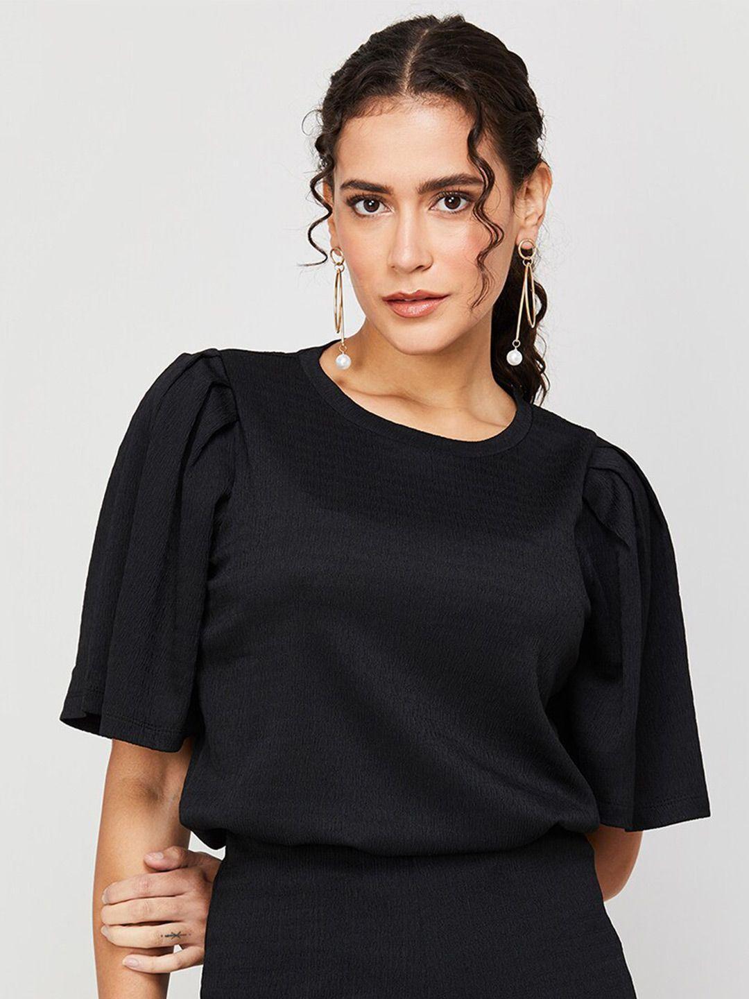 code by lifestyle round neck flared sleeve top