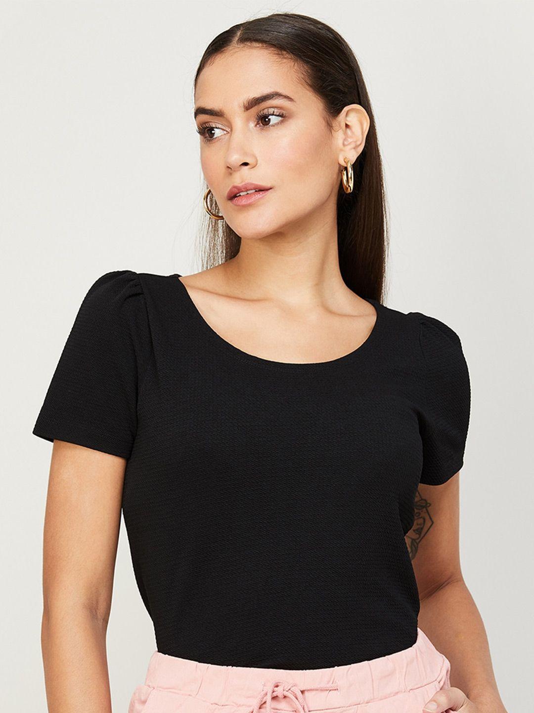 code by lifestyle round neck puff sleeves regular top