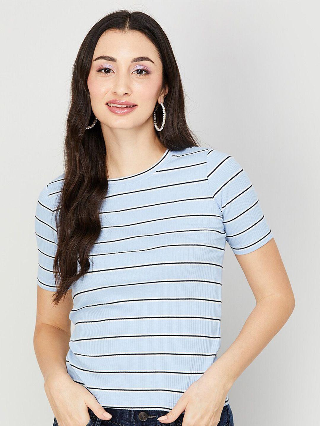 code by lifestyle round neck striped cotton top