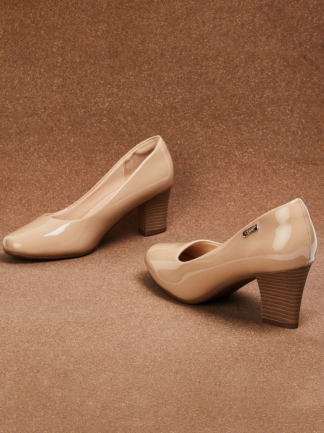 code by lifestyle round toe block heel pumps