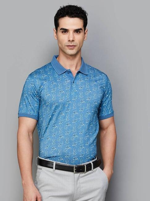 code by lifestyle sage cotton regular fit printed polo t-shirt