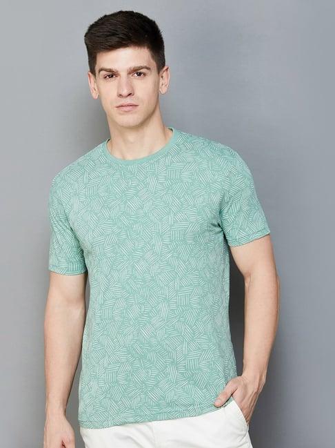 code by lifestyle sage cotton regular fit printed t-shirt