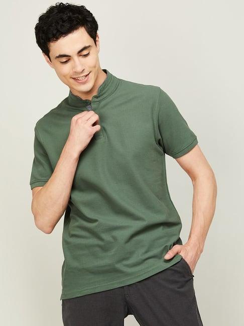 code by lifestyle sage green regular fit t-shirt