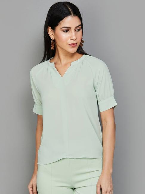 code by lifestyle sage green regular fit top