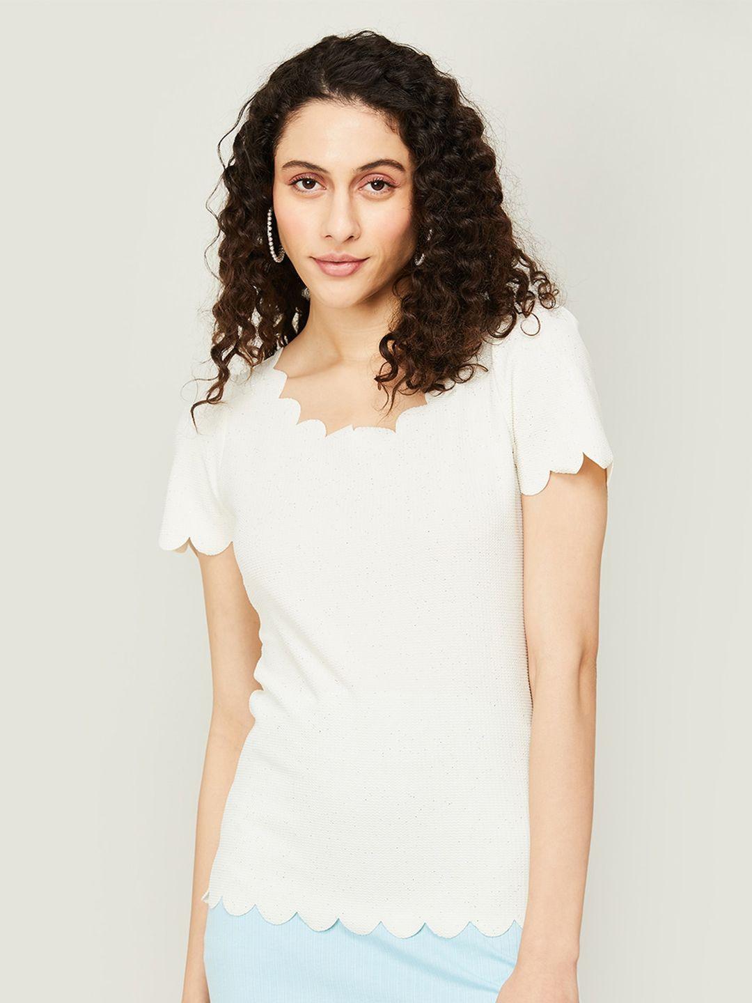 code by lifestyle self design scalloped neck top