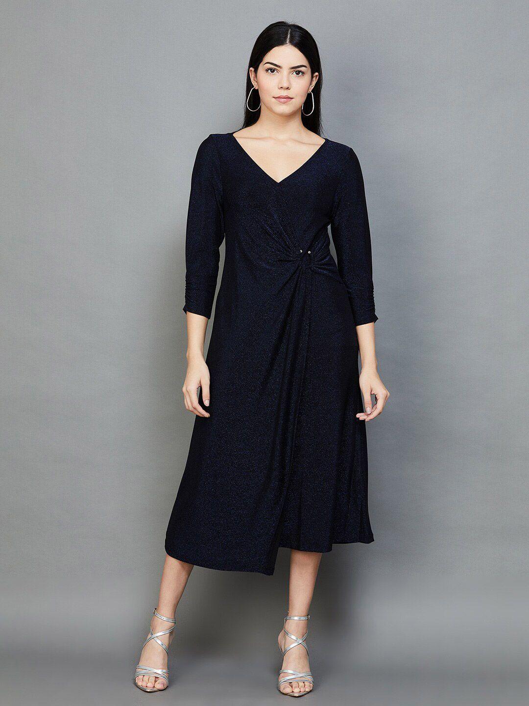 code by lifestyle self design v-neck gathered a-line midi dress