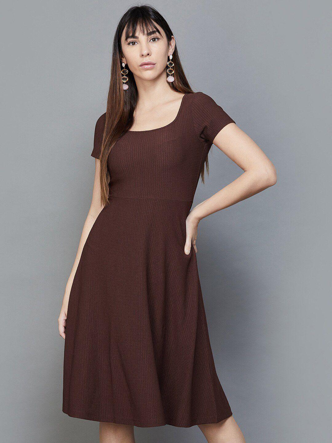 code by lifestyle self designed round neck a-line dress