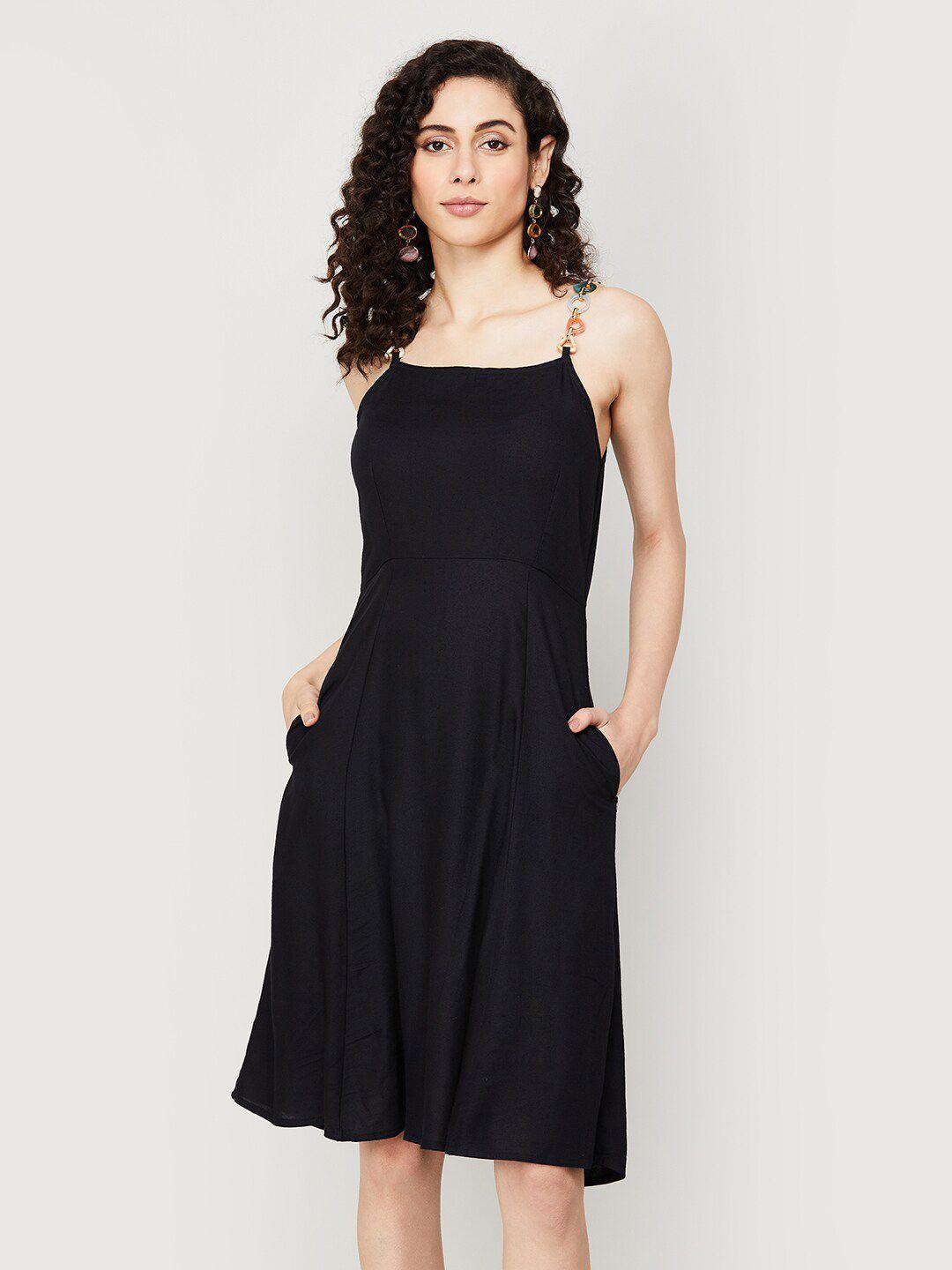 code by lifestyle shoulder strap a-line knee length dress
