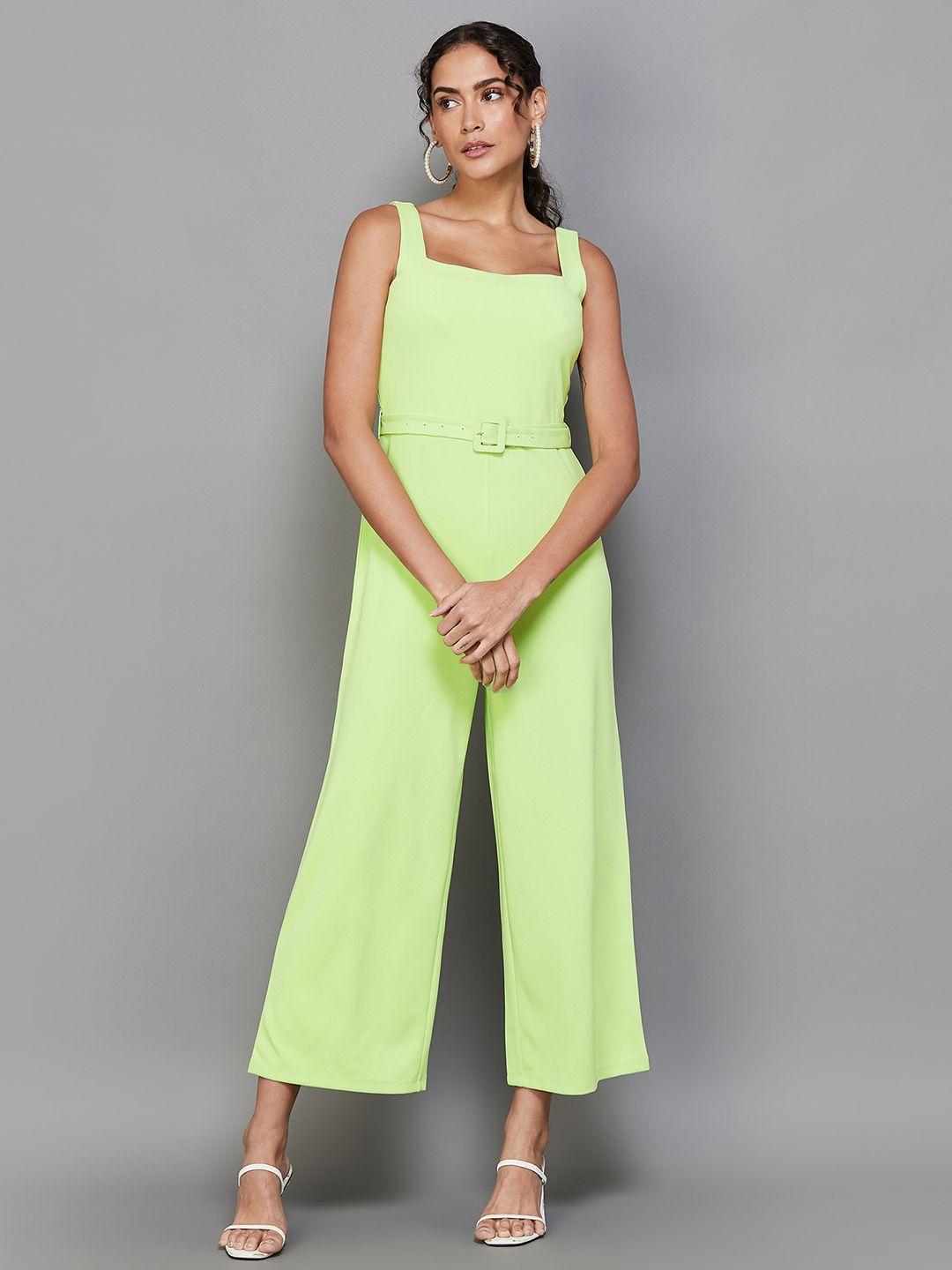 code by lifestyle shoulder straps jumpsuit with belt