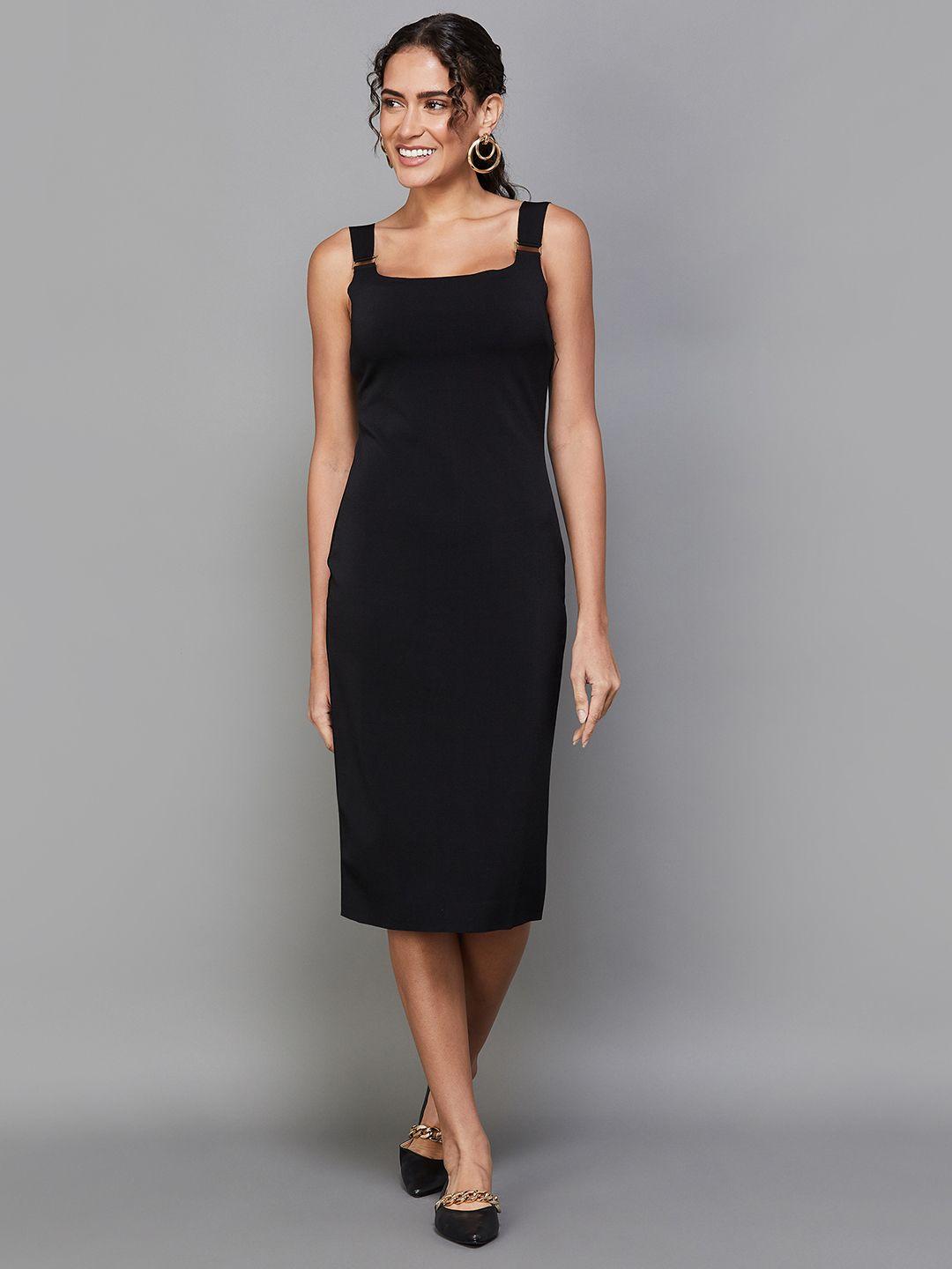 code by lifestyle shoulder straps sheath midi dress