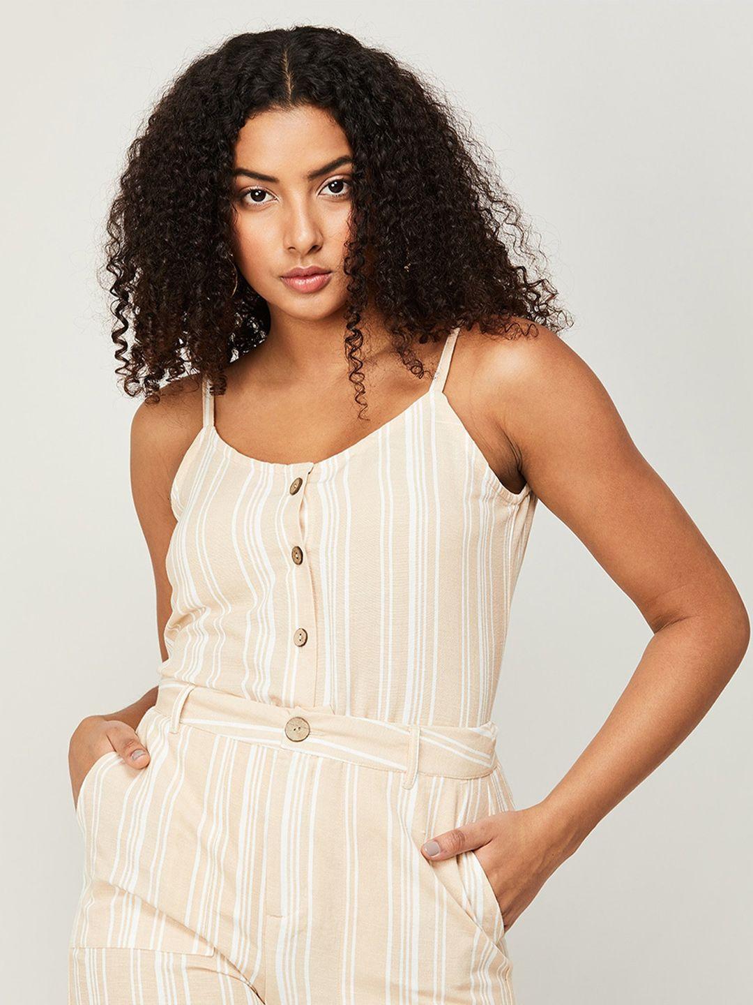code by lifestyle shoulder straps striped top