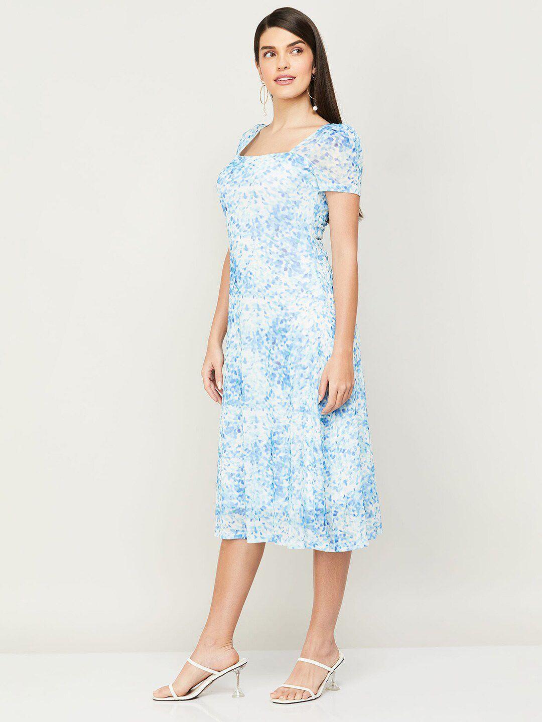 code by lifestyle square neck floral a-line midi dress