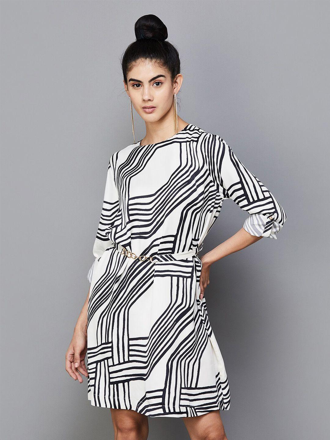 code by lifestyle striped bell sleeve a-line dress