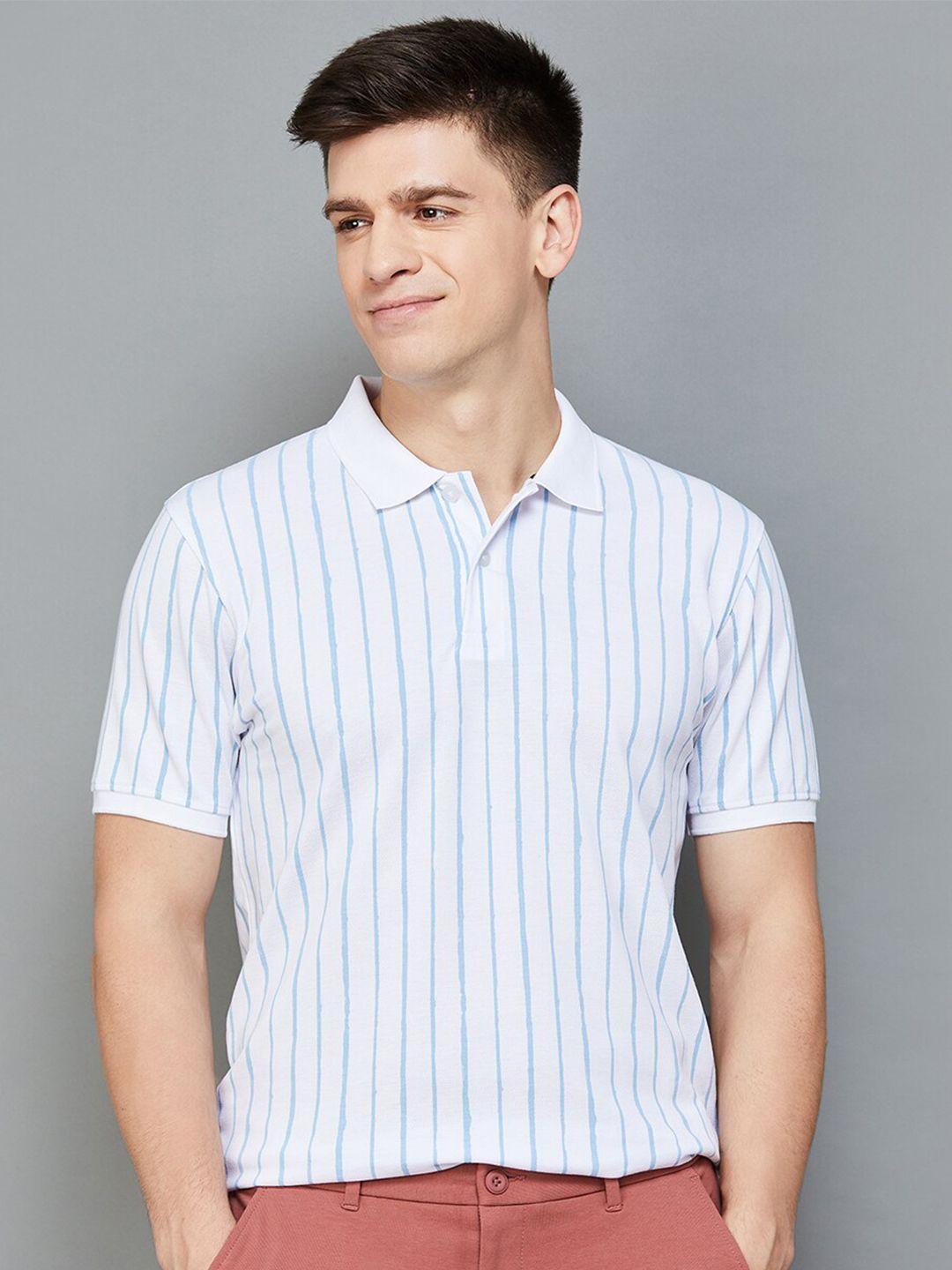 code by lifestyle striped polo collar t-shirt