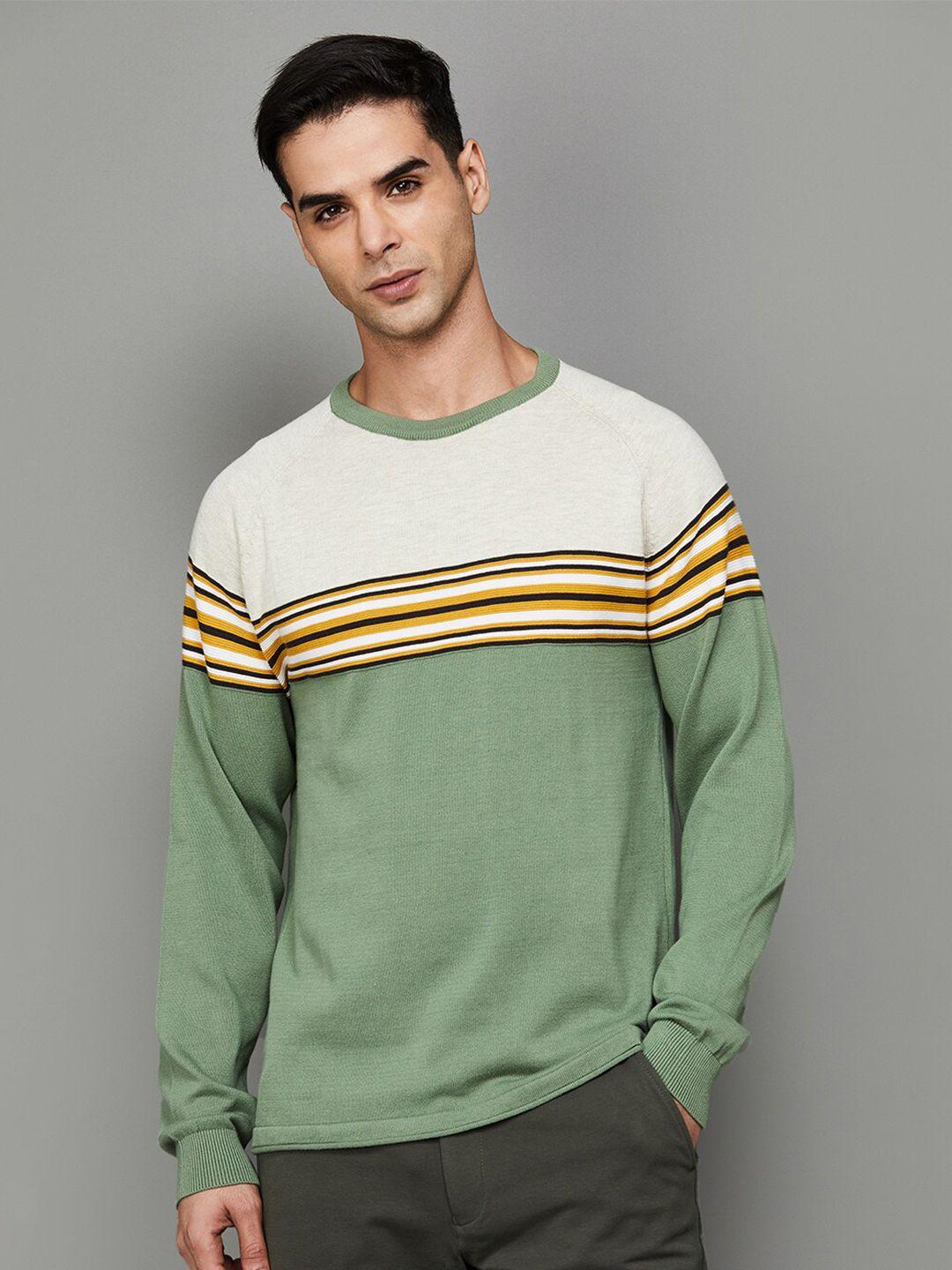 code by lifestyle striped raglan sleeves cotton t-shirt