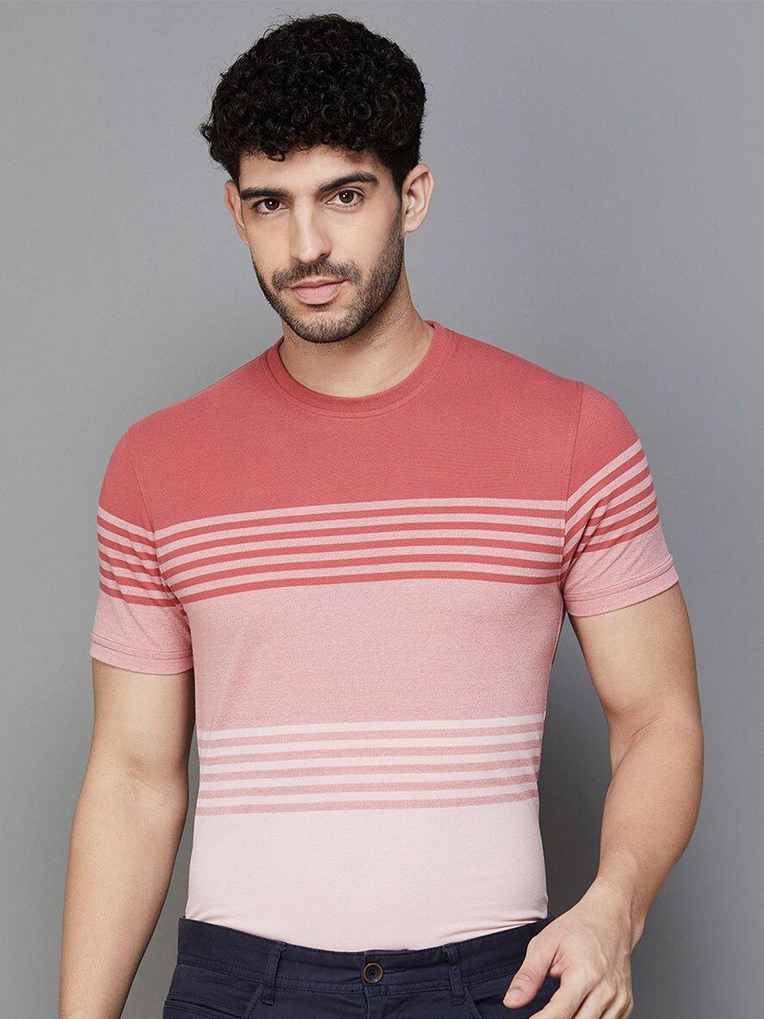 code by lifestyle striped round neck t-shirt